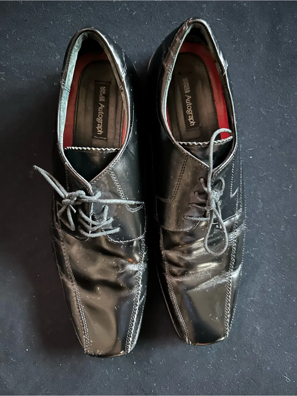 Marks & Spencer autograph Black Leather Lace-Up Oxfords dress shoes 10